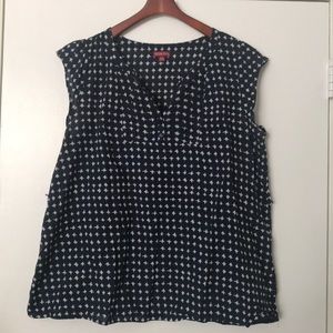 Merona Navy and white top.